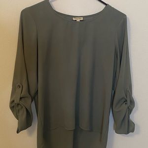 Green lily white blouse size small